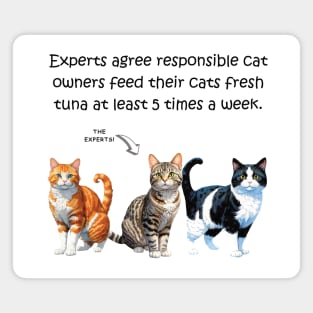 Experts agree responsible cat owners feed their cats fresh tuna at least 5 times a week - funny watercolour cat design Magnet